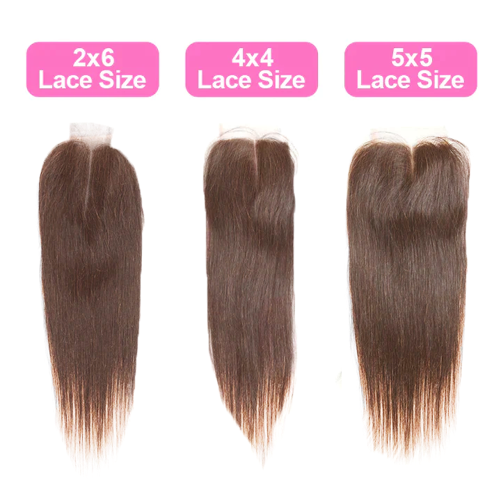 ZSF Chocolate Light Brown Straight Virgin Hair 3Bundles With Lace Closure Human Vigin Hair