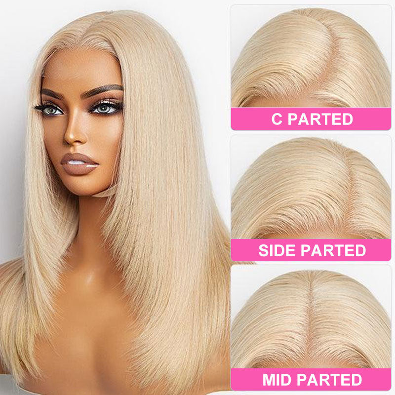 ZSF Layered Cut Russian HD 613 Blonde Straight Virgin Hair Preplucked With Baby Hair Natural Hairline