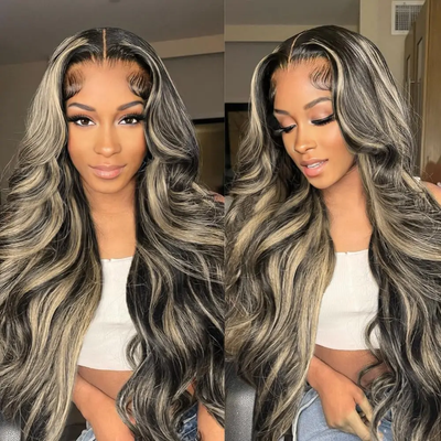 (BUY 1 GET 1 Free)ZSF Upgrade 7*5 Glueless Balayage Highlights Black Honey Blonde P1b/27 Body Wave Drawstring Lace Wig Pre-Cut Lace