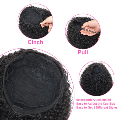 ZSF 3 In 1 Half Wig |Flip Over Burmese Curly Install Half With Drawstring Glueless Beginner Friendly