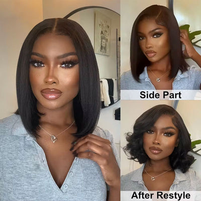 ZSF HD Lace Short Yaki Straight Bob Lace Human Hair Wigs Natural Hair Line