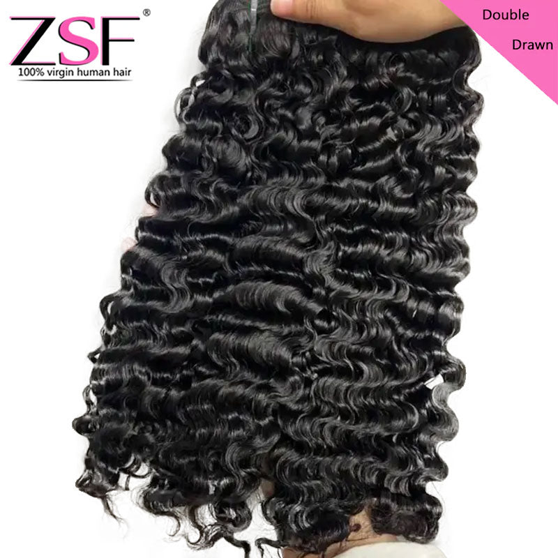 ZSF Hair Grade Double Drawn Hair Burmese Curl 1Bundle 100% Unprocessed Human Hair Weave Extensions