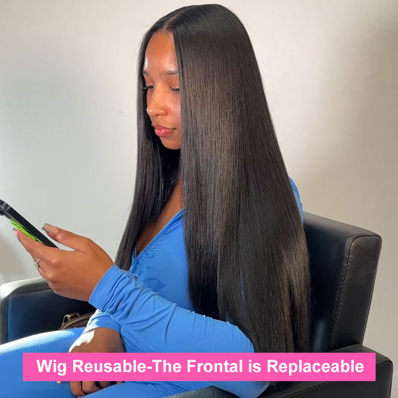 ZSF ZIP Wig With Optional Replaceable Tops Silky Straight  HD Lace Virgin Hair Natural Black