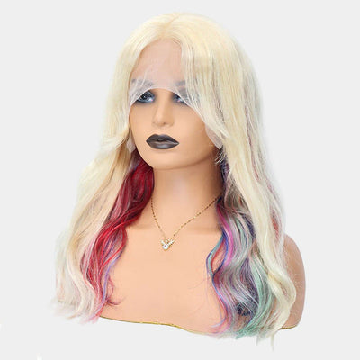 ZSF New Arrival Rainbow Multi Color Body Wave Human Wavy Wig Lace Frontal Wig