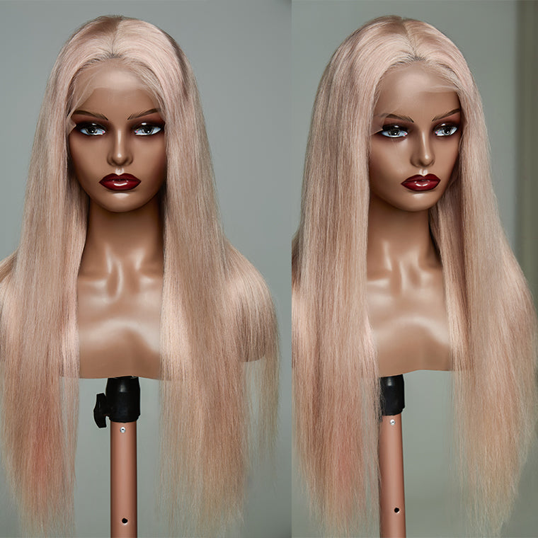 (BUY 1 GET 1 Free) ZSF New Arrival Ash Blonde Straight Human Hair Lace Frontal Wig Plucked