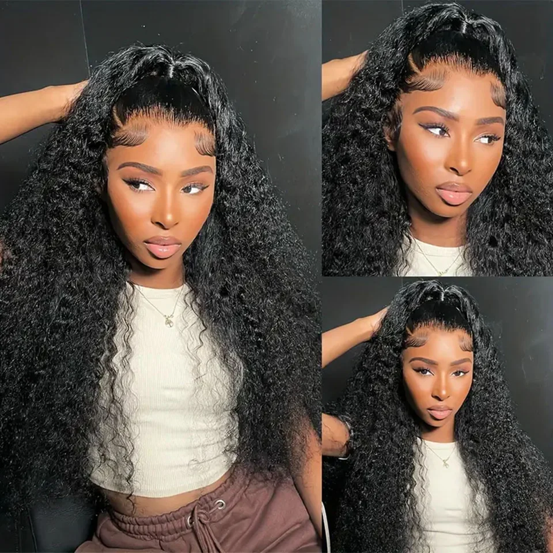 (BUY 1 GET 1 Free)ZSF Hair Pixie Curly Transparent Lace Frontal Wig 100% Human Virgin Hair