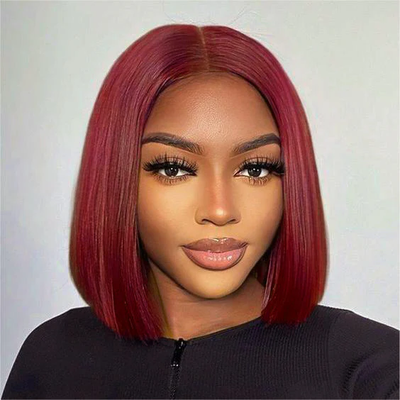 ZSF Straight Glueless Short Bob Lace Wig Brazilian Virgin Hair Unprocessed Human Hair 1Piece