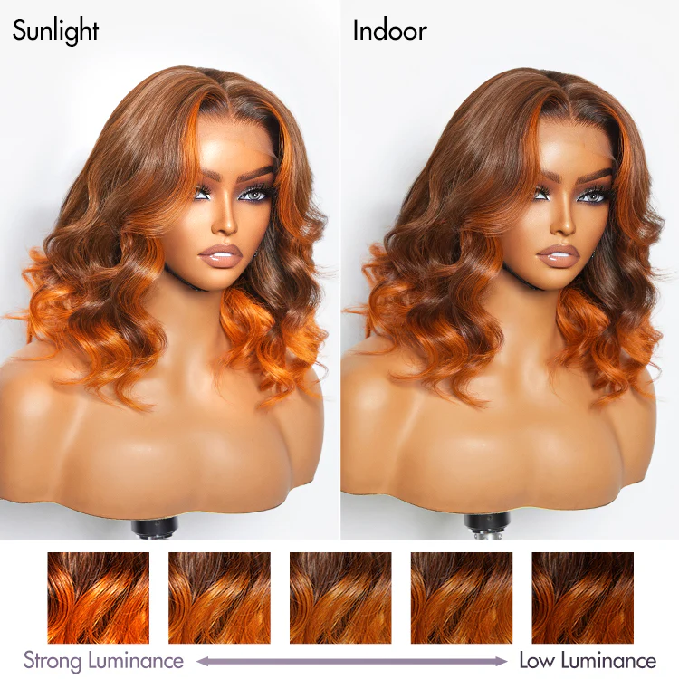 Limited Design | Ginger Highlight Ombre Brown Loose Wave Glueless Lace Closure HD Lace Wig