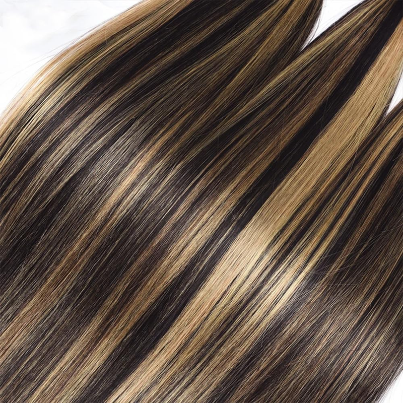 ZSF Ombre Blonde P1B/27 Straight Virgin Hair 4Bundles With Lace Frontal 100% Human Hair