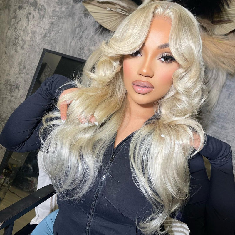 ZSF Curtain Bang Blonde Body Wave HD Lace Wig Charming Looking 100% Human Hair