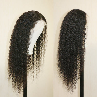 (Ready Ship)ZSF Water Wave Transparent Human Virgin Hair Wig Natural Black Color