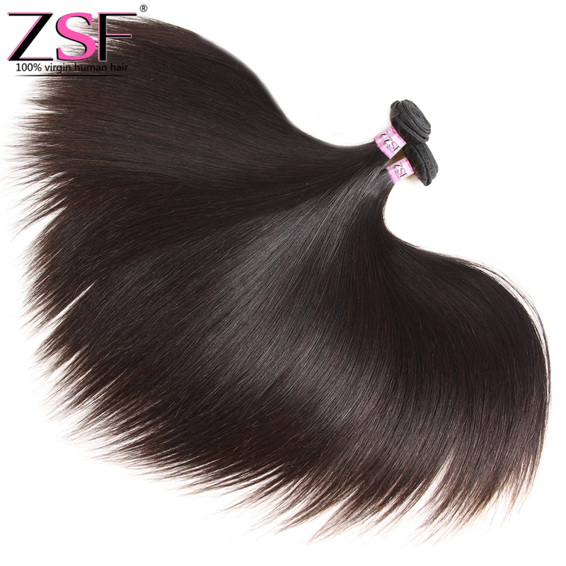 ZSF 10A Grade Straight Virgin Hair 4Bundles With Frontal 100% Human Hair Natural Black