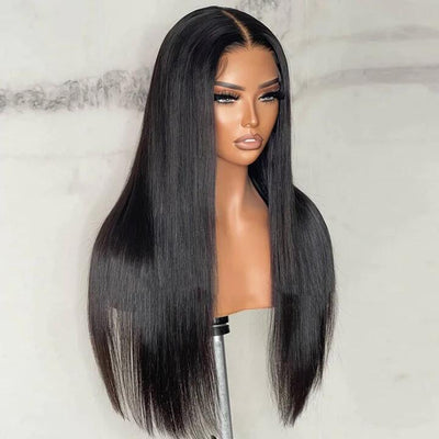 (BUY 2 PAY 1)ZSF Hair Straight Invisble Glueless Lace Closure Wig Unprocessed Human Virgin Hair 1Piece Natural Black