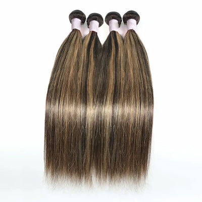 ZSF Ombre Blonde P1B/27 Straight Virgin Hair 4Bundles With Lace Frontal 100% Human Hair