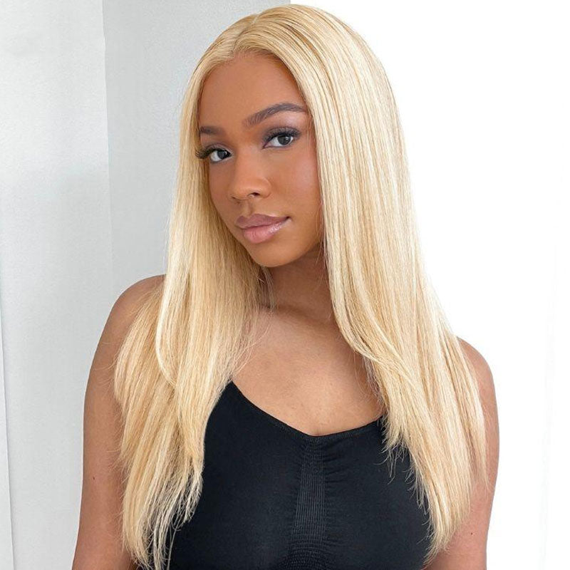 ZSF Layered Cut Russian HD 613 Blonde Straight Virgin Hair Preplucked With Baby Hair Natural Hairline