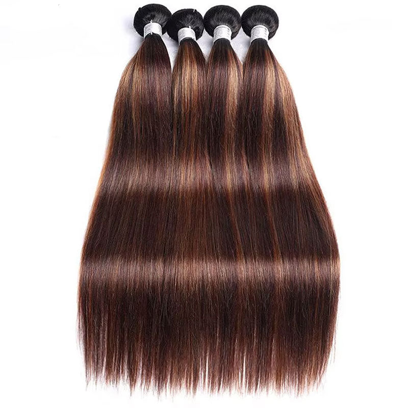 ZSF Ombre  P4/30 Straight Virgin Hair 4Bundles With Lace Frontal 100% Human Hair