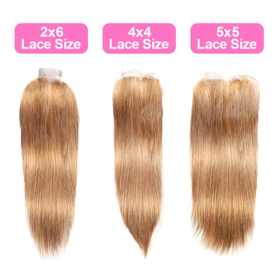 ZSF Honey Blonde #27 Straight Human Hair 3Bundles With Lace Closure Vigin Hair