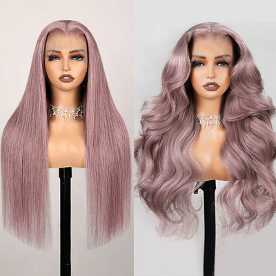 ZSF New Arrival Ash Purple Body Wave Golden Rose Color Hair HD Lace Human Wavy Wig