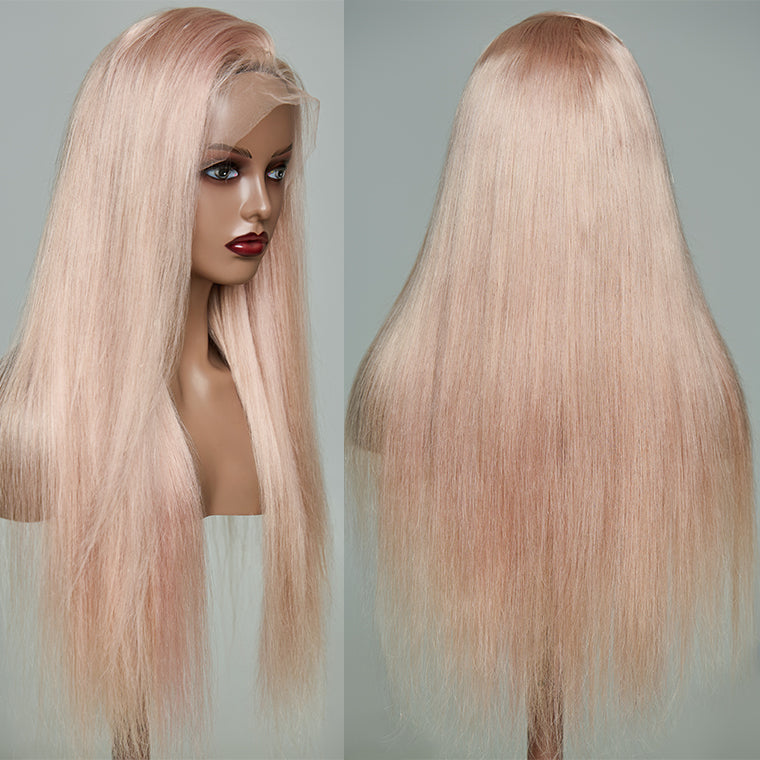 (BUY 1 GET 1 Free) ZSF New Arrival Ash Blonde Straight Human Hair Lace Frontal Wig Plucked