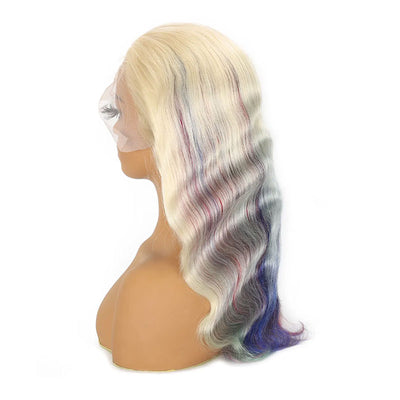 ZSF New Arrival Rainbow Multi Color Body Wave Human Wavy Wig Lace Frontal Wig