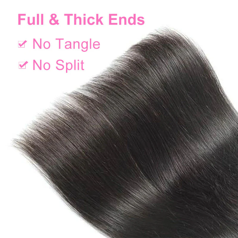 ZSF Grade 8A Straight Bundles With 6*6/7*7 Lace Closure Natural Black Hair Extensions