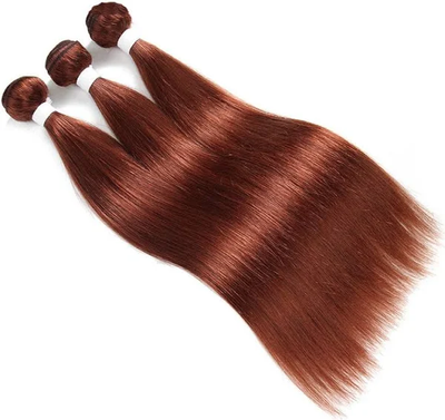 ZSF Auburn Brown #33 Straight Virgin Hair 3 Bundles With Lace Frontal 100% Human Hair