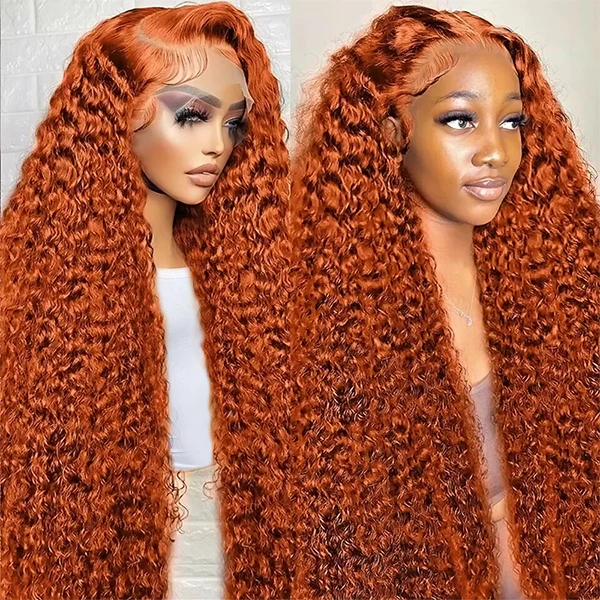 (BUY 1 GET 1 Free) ZSF Ginger Orange Deep Wave Lace Front Wigs Human Hair Pre Plucked Natural Hairline