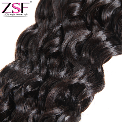 ZSF 10A Grade Water Wave Virgin Hair 4Bundles With Lace Frontal 100% Human Hair Natural Black
