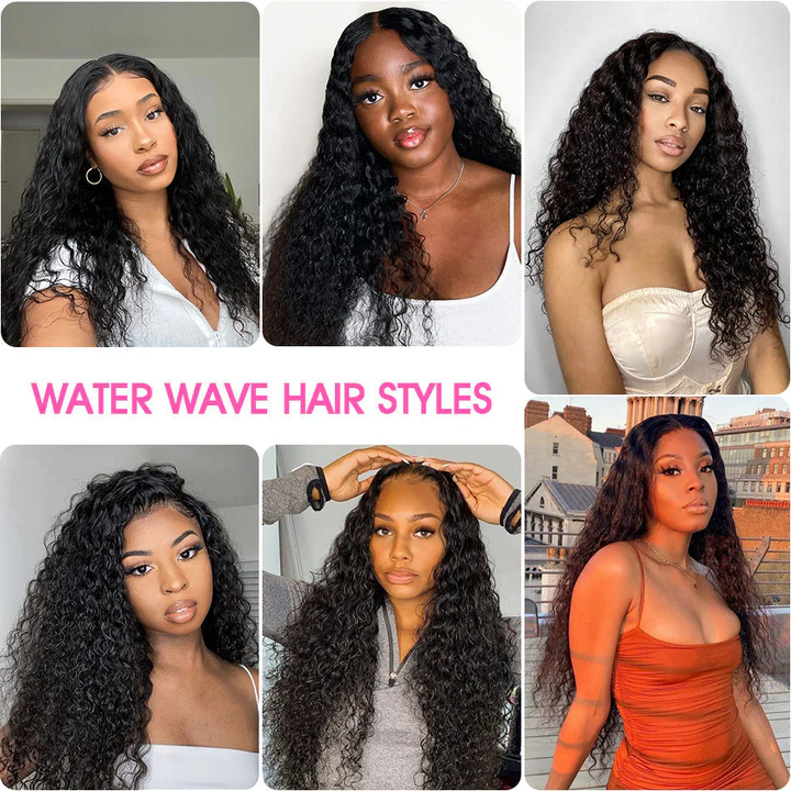 ZSF Hair Grade 10A Vigin Hair Water Wave 1Bundle 100% Unprocessed Human Hair Weave Natural Black