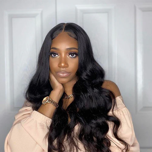 (Clearance Sale) ZSF Hair Transparent Lace Closure Wig Body Wave Virgin Hair Unprocessed Human Hair 1Piece Natural Black