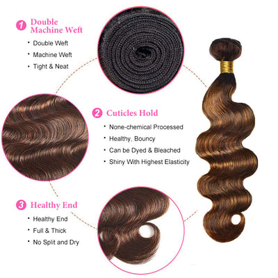 ZSF Ombre  P4/30 Body Wave Virgin Hair 4Bundles With Lace Frontal 100% Human Hair