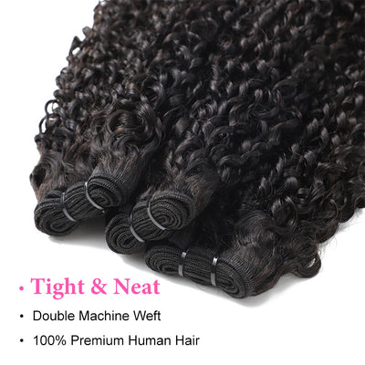 ZSF 10A Grade Pixie Curly Virgin Hair 4Bundles With Lace Frontal 100% Human Hair Natural Black