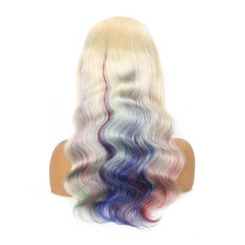 ZSF New Arrival Rainbow Multi Color Body Wave Human Wavy Wig Lace Frontal Wig