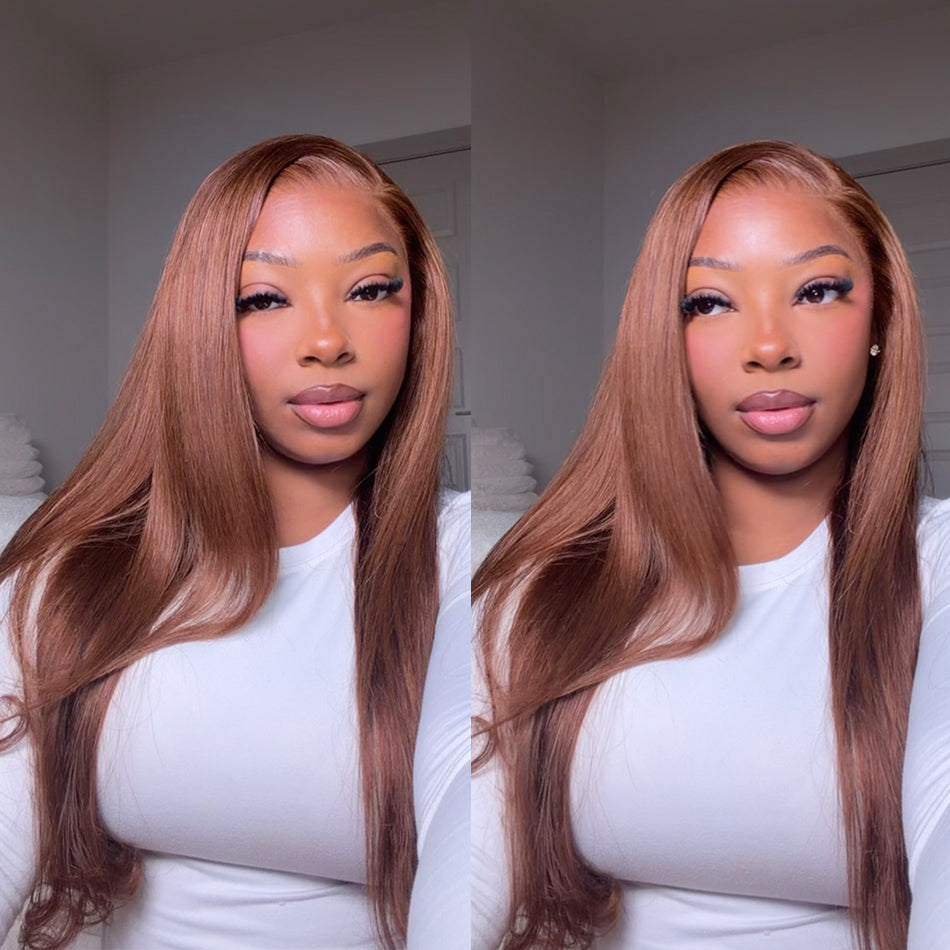 ZSF Medium Brown 4# Straight HD Lace Wig Color Wigs Human Hair – ZSFHAIR