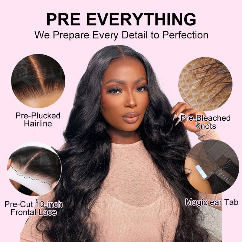 ZSF Pre-Everything 13*4 Pre-Cut HD Lace Frontal Body Wave Wig Real Ear To Ear Wig