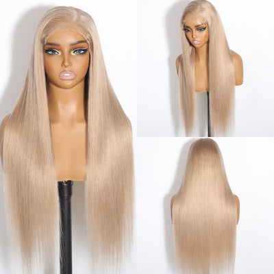 ZSF  Milk Tea Brown Body Wave Dark Ash Blonde 100% Human Hair Lace Frontal Wig C Part Natural Hairline