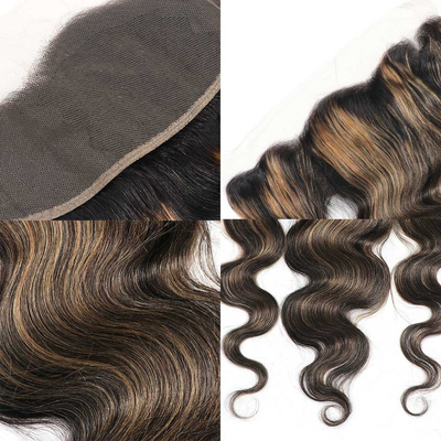 ZSF P1B/27 Ombre Blonde Body Wave Human Hair 3Bundles With Lace Frontal Brazilian Remy Hair