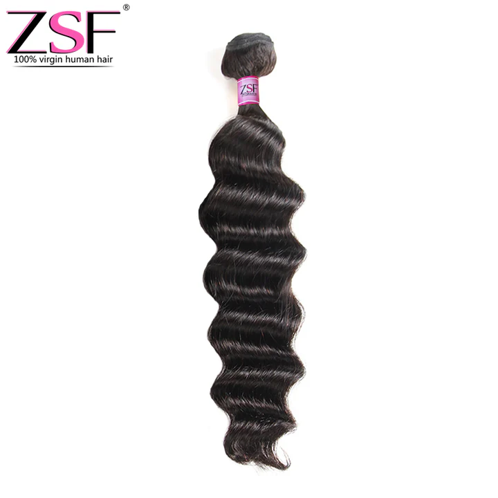 ZSF Grade 10A Bundle Loose Deep Wave 100% Unprocessed Human Hair Weave 1Bundle