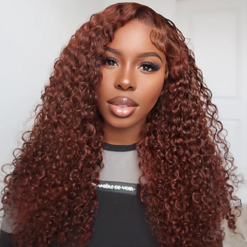 ZSF 6*4.5 Glueless Water Wave Reddish Brown Wear&Go HD Lace Wig Pre-Everything Natural Hairline