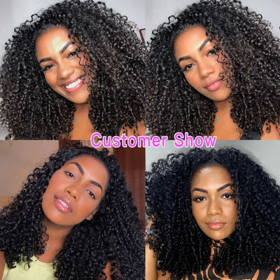 ZSF 10A Grade Hair Pixie Curly Virgin Hair 3Bundles With Lace Frontal Natural Black