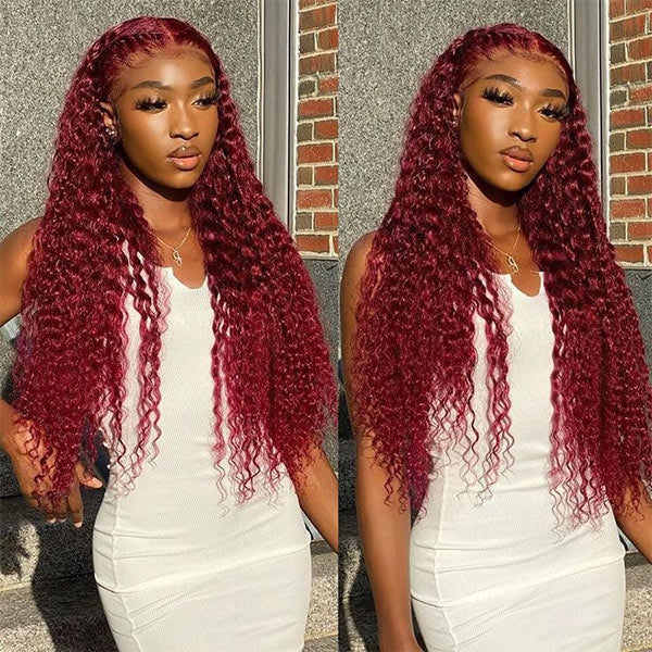 ZSF Hair  Deep Wave Transparent Lace Wig 99j