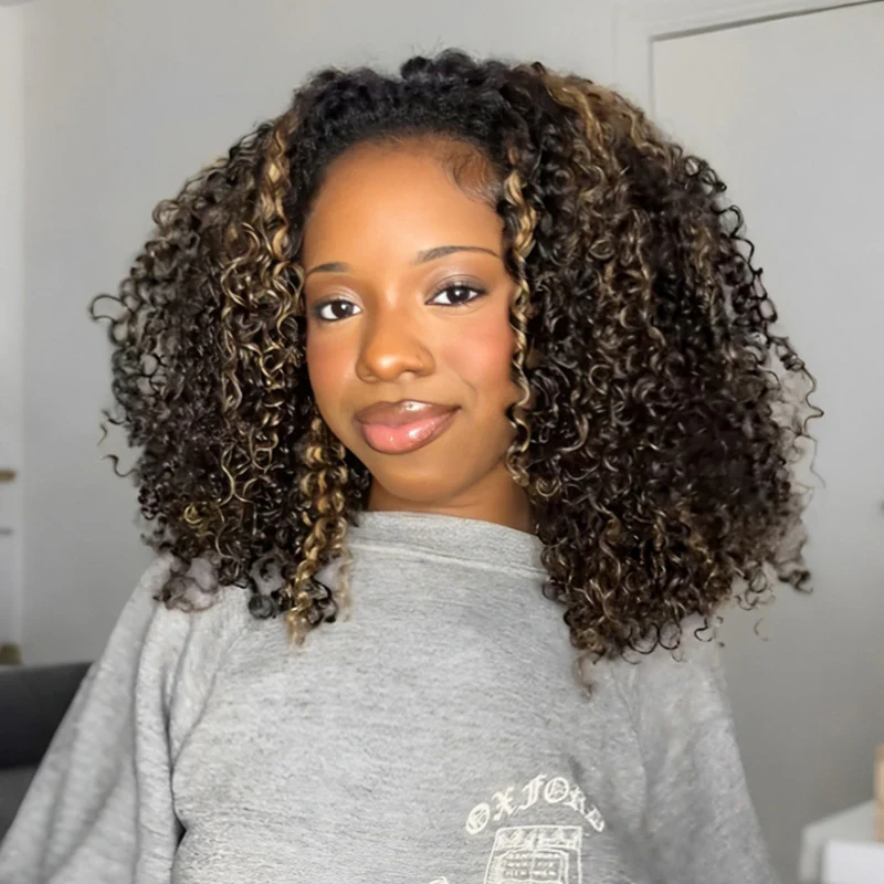 ZSF Hair 3-In-1 Half Wig Flip Over Kinky Curly 1B/27