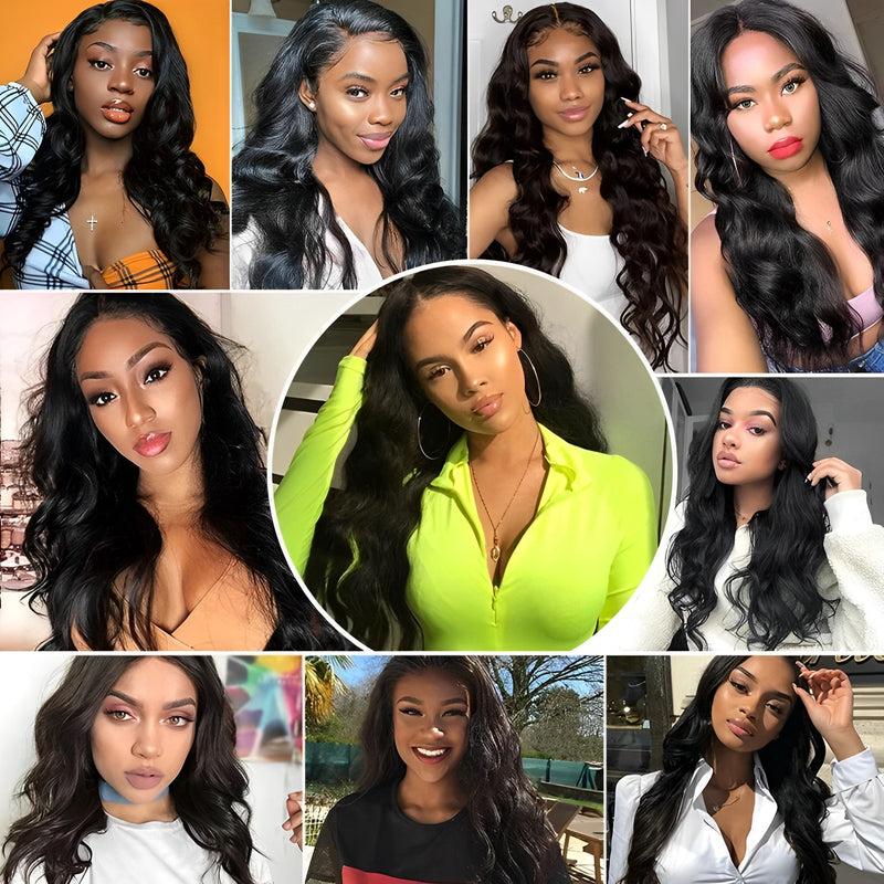 30" $199 Lace Frontal Wig | Body Wave Virgin Hair Human Hair 150% Density Transparent Lace 1Piece Natural Black