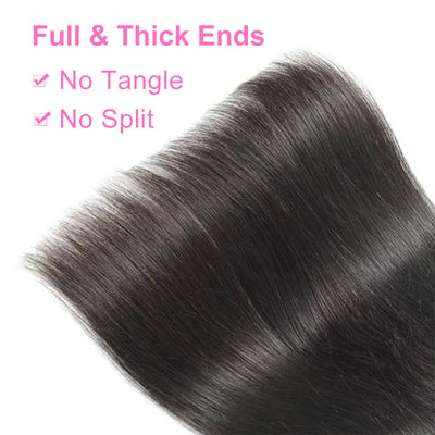 ZSF Grade 8A Straight Bundles With Closure Natural Black Hair Weaving Lace