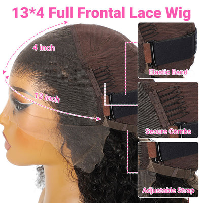 (BUY 1 GET 1 Free)ZSF Hair Pixie Curly Transparent Lace Frontal Wig 100% Human Virgin Hair