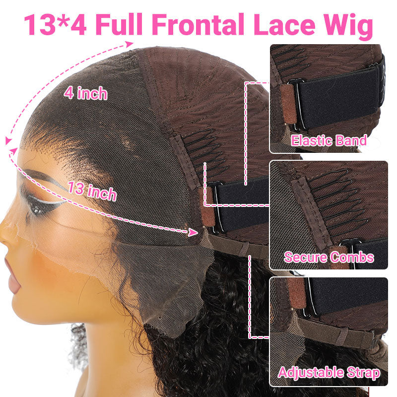 (BUY 1 GET 1 Free)ZSF Hair Pixie Curly Transparent Lace Frontal Wig 100% Human Virgin Hair