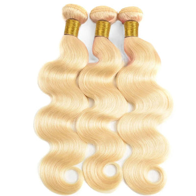 ZSF 10A Grade Blonde #613 Body Wave 3 Bundles With Lace Frontal 100% Human Hair