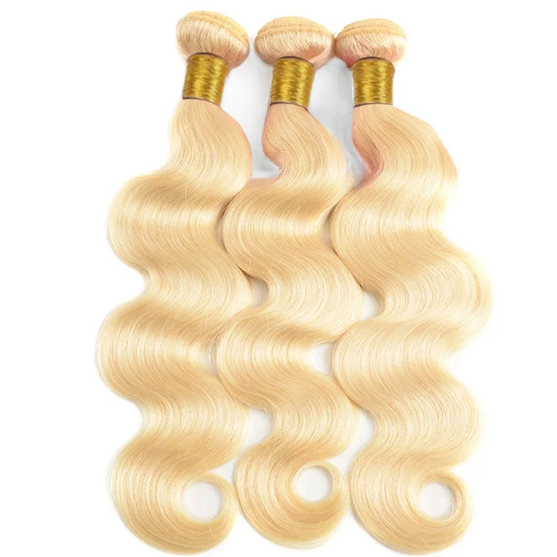 ZSF Blonde 613 Body Wave 3 Bundles With Lace Frontal 100% Human Hair