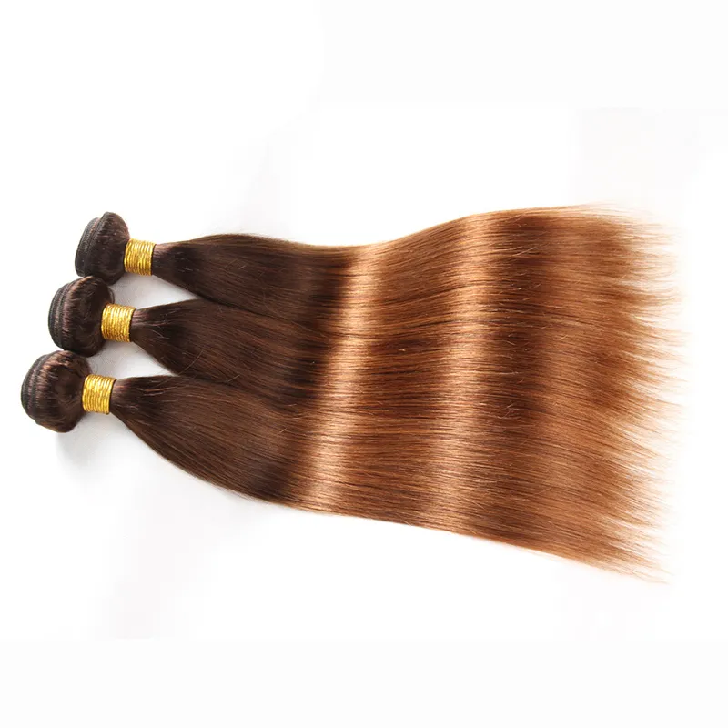 ZSF Ombre T4/30 Straight Virgin Hair 4Bundles With Lace Closure 100% Human Hair