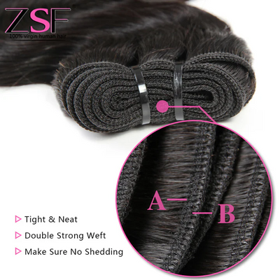 ZSF Hair Grade 10A Vigin Hair Water Wave 1Bundle 100% Unprocessed Human Hair Weave Natural Black